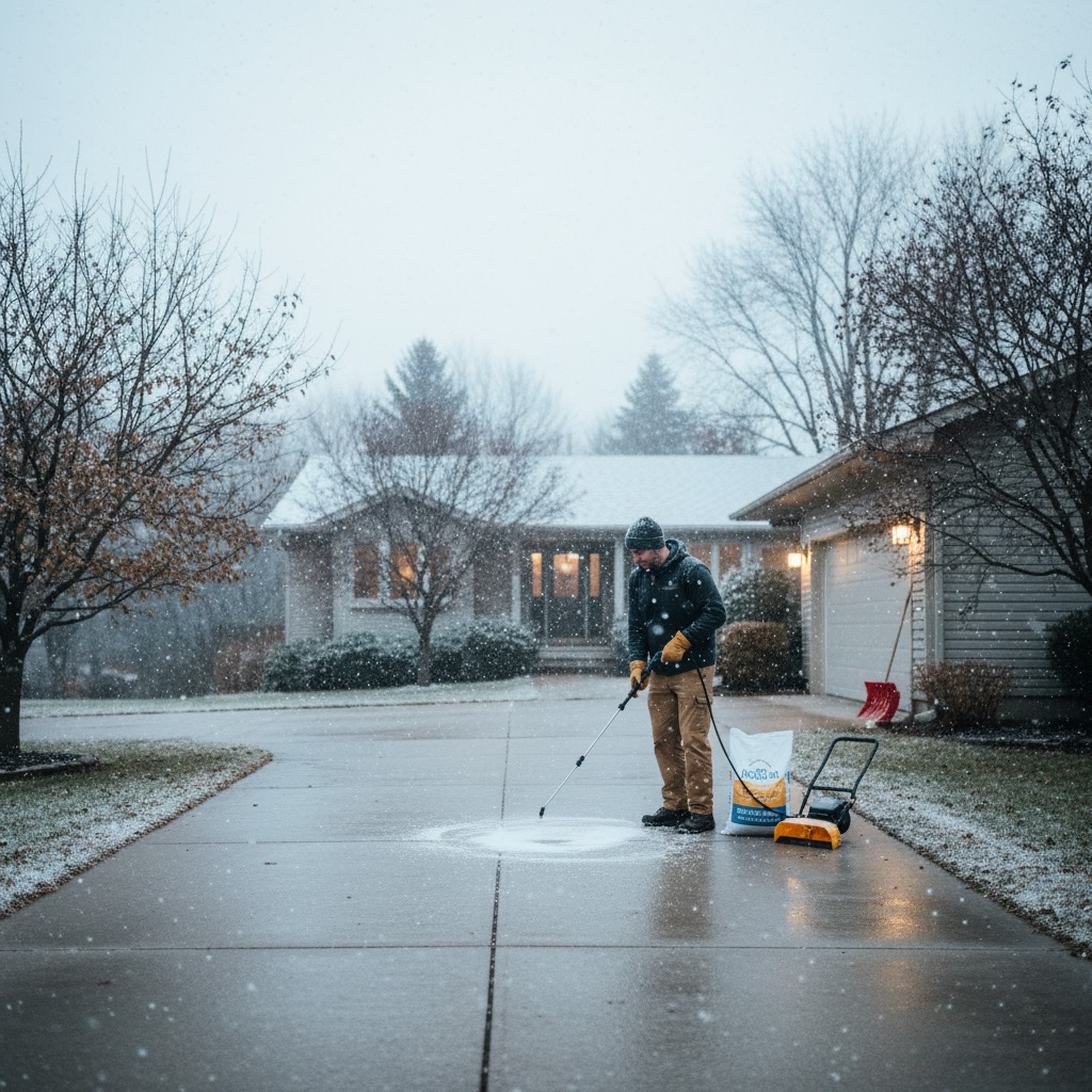 Clear driveway before first snowfall in Buffalo, NY