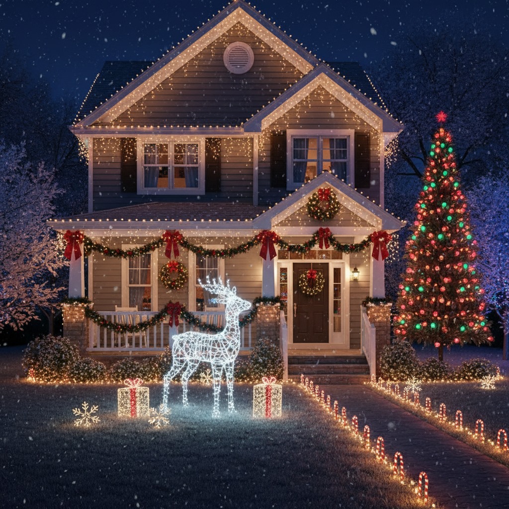Creative holiday Christmas light decoration ideas that get people attention