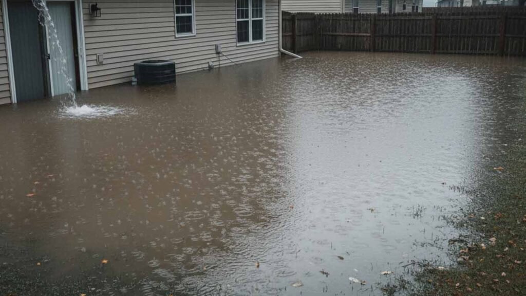 Yard Floods After Rain in Buffalo NY