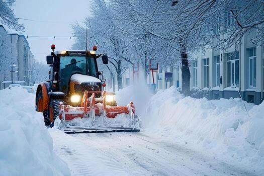Plow truck clearing a residential driveway in Buffalo NY